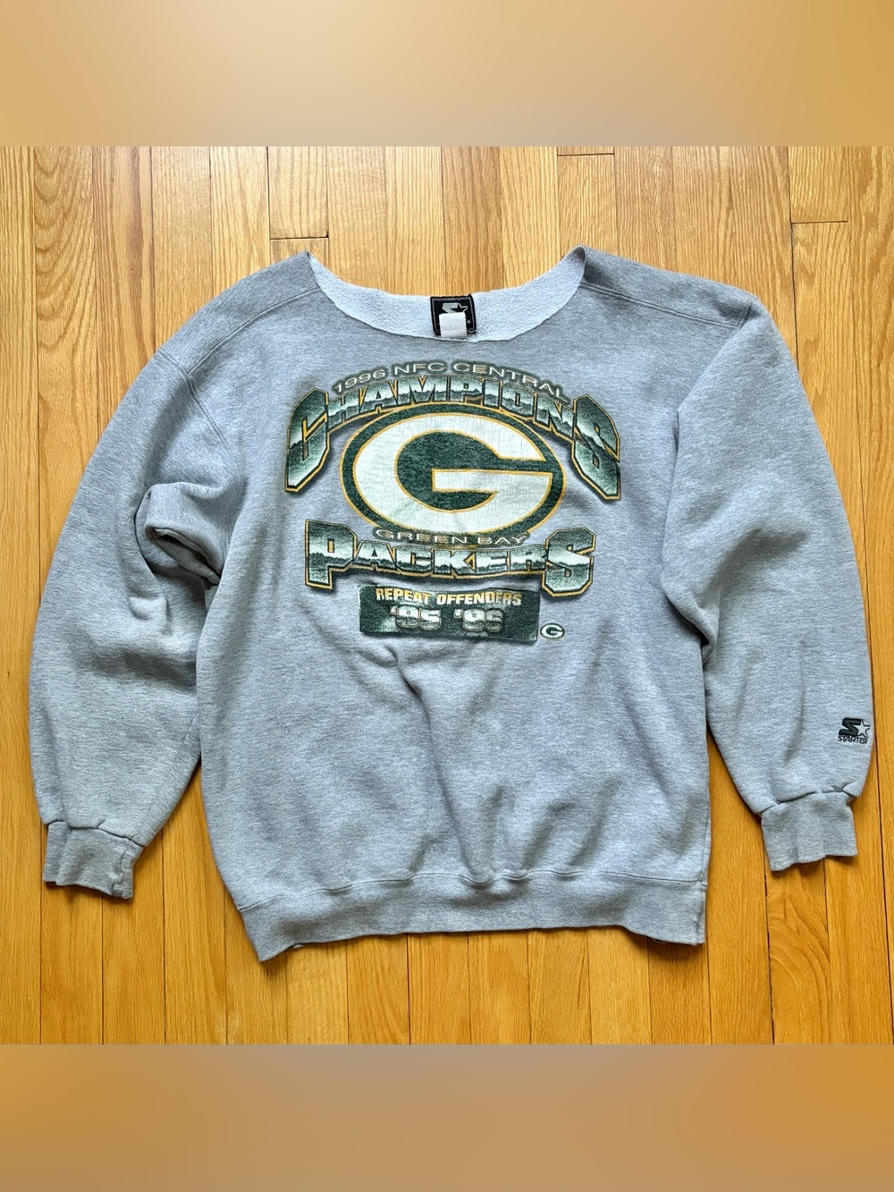 Vintage Green Bay Packers 95-96 Central Champs Starter Mockneck Sweatshirt Large